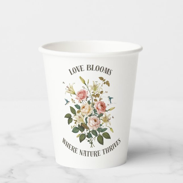 Love Blooms with Nature Paper Cups (Front)