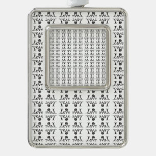 Love Blossoms: Typography with a Built-in Rose Silver Plated Framed Ornament