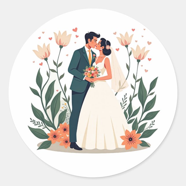 Love Blossoms Wedding Sticker (Front)