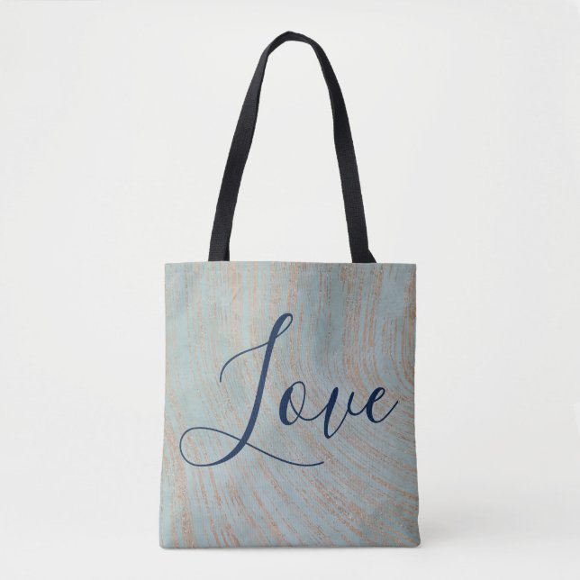 Love Blue and Copper Beauty Tote Bag (Front)