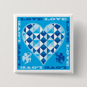Love (Blue Diamond) 15 Cm Square Badge