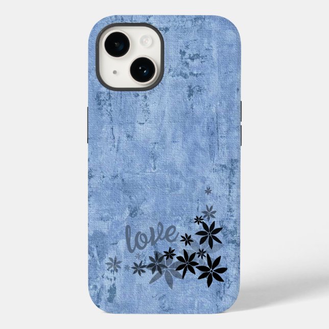 LOVE Blue Flowers Phone Case (Back)