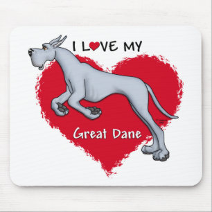 Love Blue Great Dane Mouse Mat