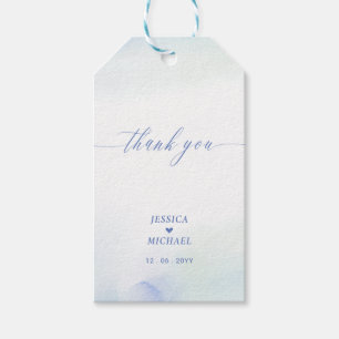 Love   Blue Heart & Watercolor Wedding Favour Gift Tags