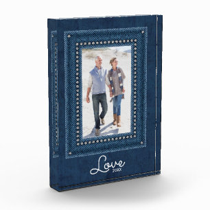 LOVE Blue Jean Frame Photo Block