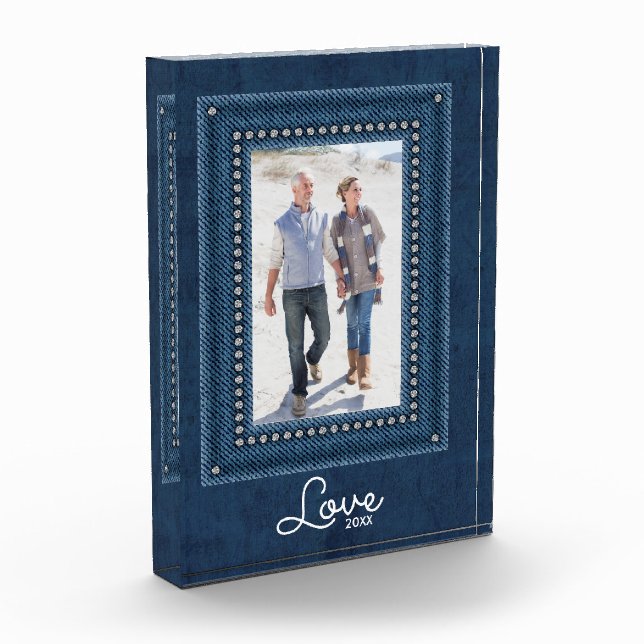 LOVE Blue Jean Frame Photo Block (Left)