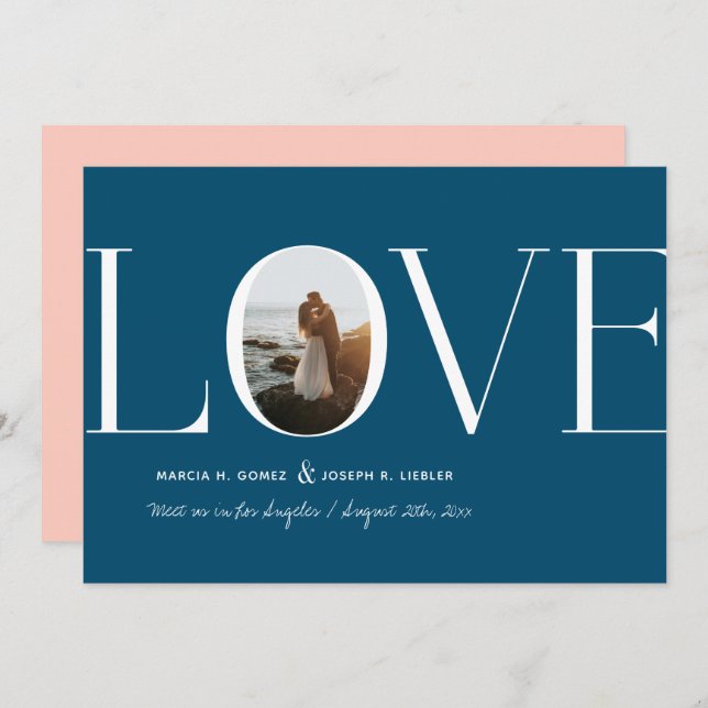 Love Blue Photo Save The Date (Front/Back)