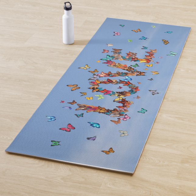 LOVE Blue Sky Butterflies | Inspirational Hope Joy Yoga Mat (In Situ)