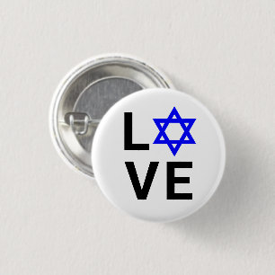 Love blue Star of David modern bold typography 3 Cm Round Badge