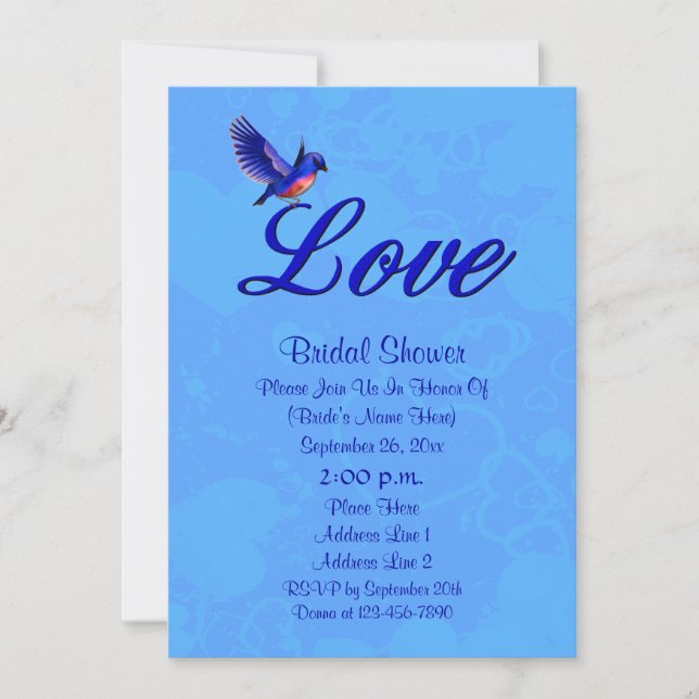 Love Bluebird Bridal Shower  Invitation (Front)