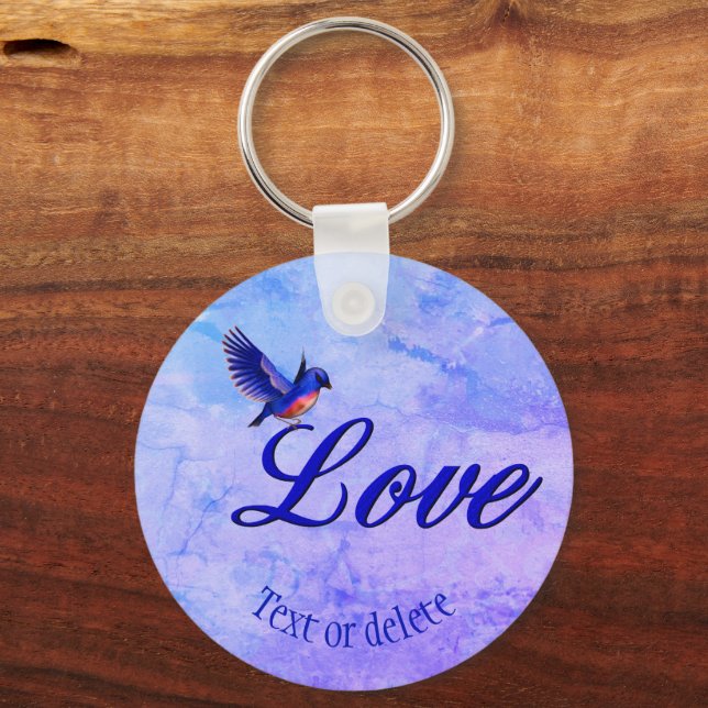 Love Bluebird Personalised Key Ring (Front)