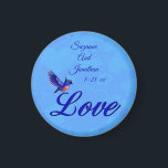 Love Bluebird Personalised Wedding  Magnet<br><div class="desc">Love in elegant letters with a pretty bluebird wedding favour refrigerator magnet. Fill in your information in the template. Make more changes to text and font size, style, and colour by clicking on Customise. This image is available on many products in my gallery. Please visit Smilin' Eyes Treasures to see...</div>