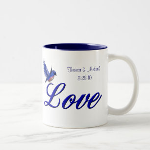 Love Bluebird Personalised Wedding  Two-Tone Coffee Mug