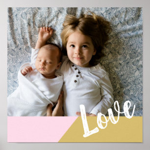 Love   Blush and Gold Geometric Personalised Photo Poster