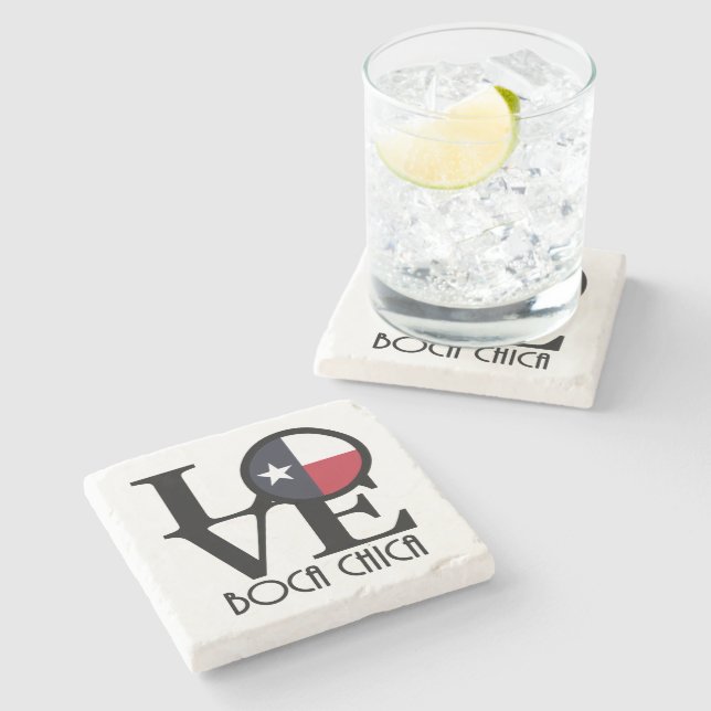 LOVE Boca Chica Texas Stone Coaster (Side)