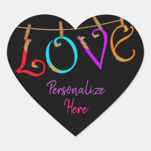 Love bohemian colourful  cute romantic sticker