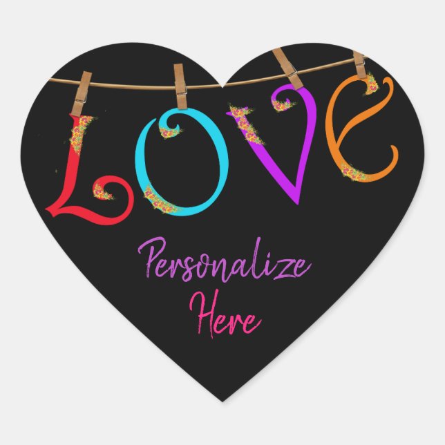 Love bohemian colourful  cute romantic sticker (Front)