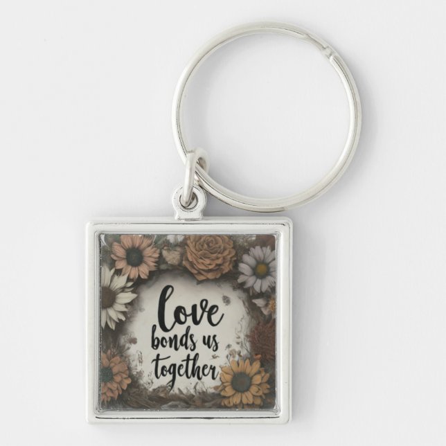 Love Bonds Us Together Premium Square Keychain (Front)