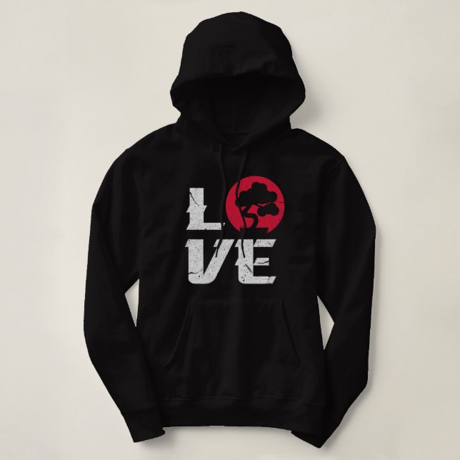 Love Bonsai Tree Japanese Miniature Plant Lover Di Hoodie (Design Front)