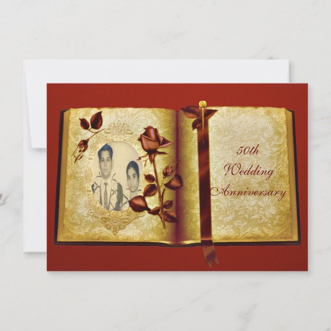 Love Book 50th Wedding Anniversary Photo Invitation (Front)