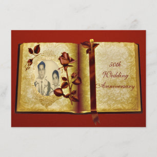 Love Book 50th Wedding Anniversary Photo Invitation
