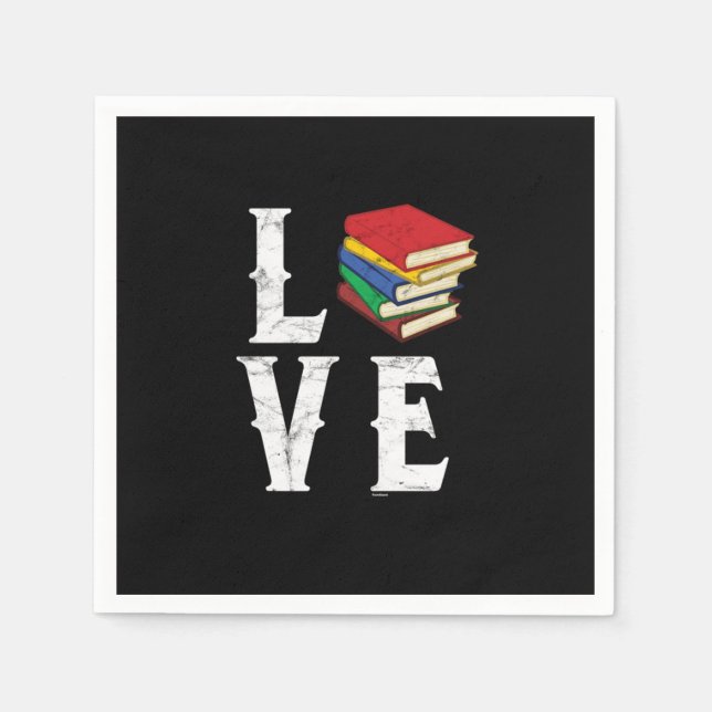 Love Books Bookworms Readers Reading Nerds Geeks L Napkin (Front)