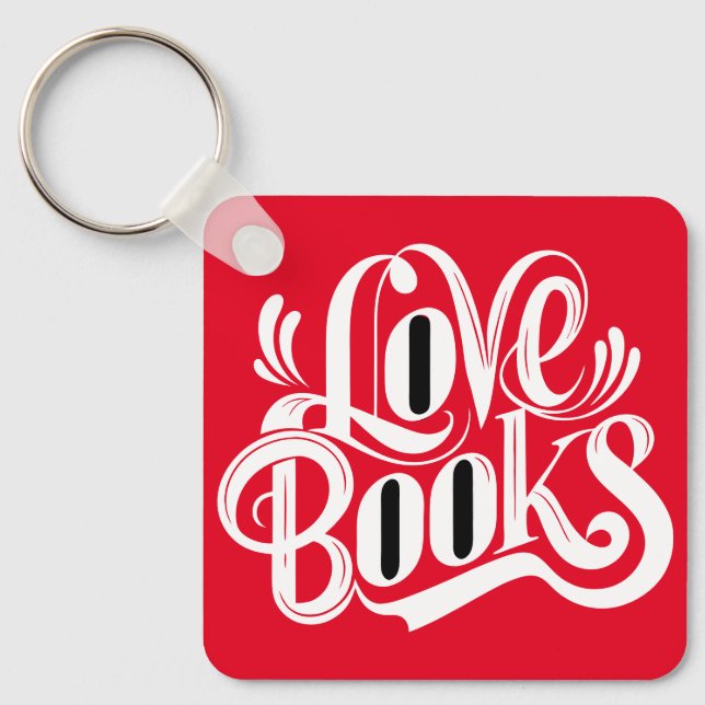Love Books Calligraphy Design Key Ring (Front)