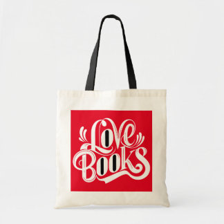 Love Books Calligraphy Design Tote Bag