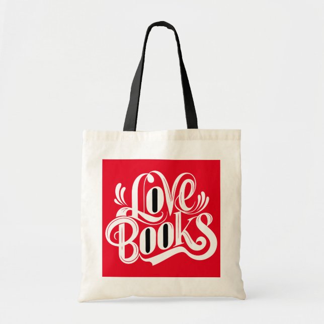 Love Books Calligraphy Design Tote Bag (Front)