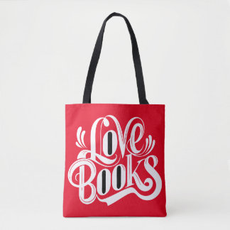 Love Books Calligraphy Design Tote Bag
