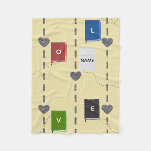 Love Books Fleece Blanket Cozy Reading 