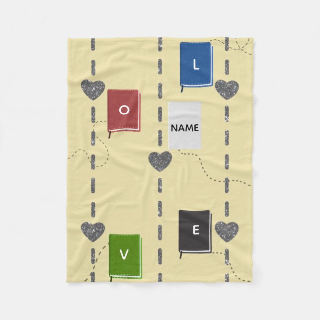 Love Books Fleece Blanket Cozy Reading  (Front)
