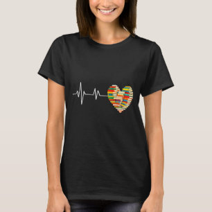 Love Books Heartbeat Heart Book Lover Books Readin T-Shirt