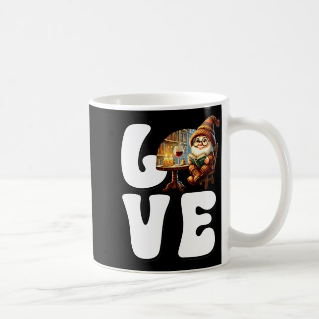 Love Books Teacher Gnome Graphic For Women And Win Coffee Mug (Right)