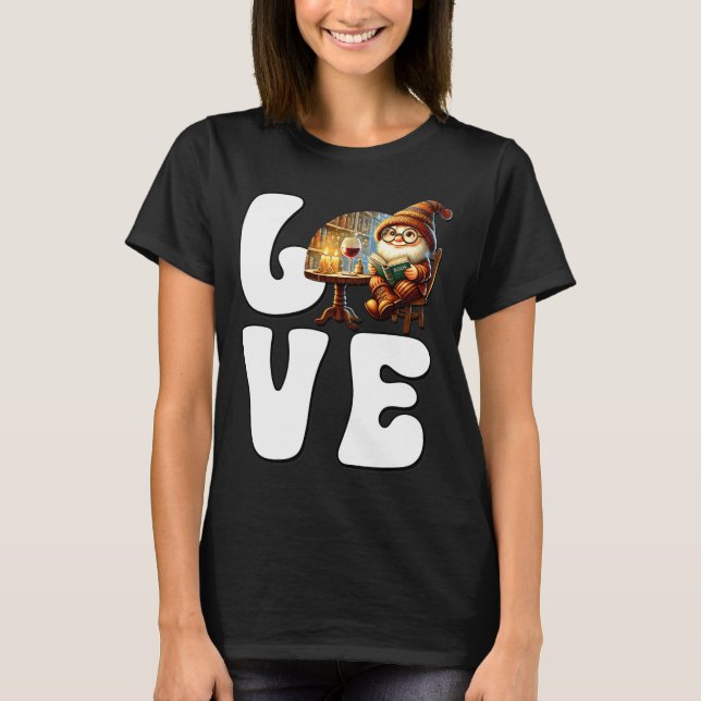 Love Books Teacher Gnome Graphic For Women And Win T-Shirt (Front)