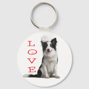 Love Border Collie Puppy Dog Keychain