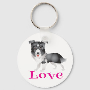 Love Border Collie Puppy Dog Keychain