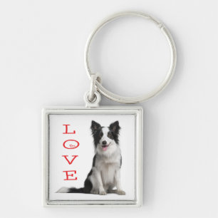 Love Border Collie Puppy Dog Keychain