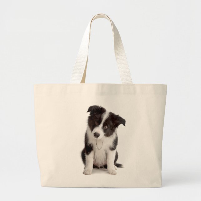Love Border Collie Puppy Dog Tote Bag (Front)