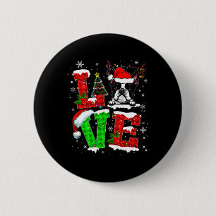 Love Boston Terrier Santa Hat Christmas Pet Dog Lo 6 Cm Round Badge