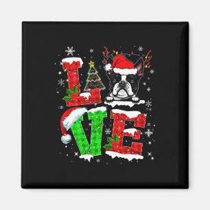 Love Boston Terrier Santa Hat Christmas Pet Dog Lo Magnet