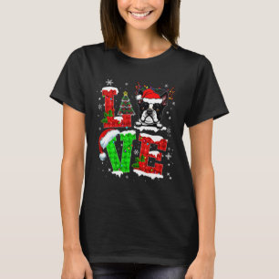 Love Boston Terrier Santa Hat Christmas Pet Dog Lo T-Shirt
