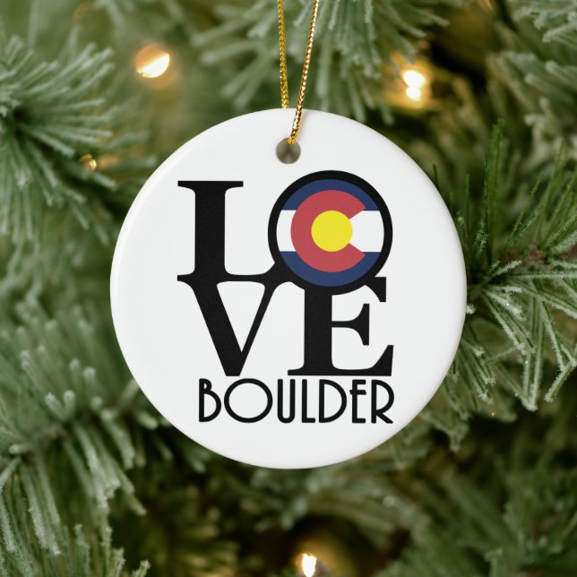 LOVE Boulder Colorado Ceramic Tree Decoration (Tree)