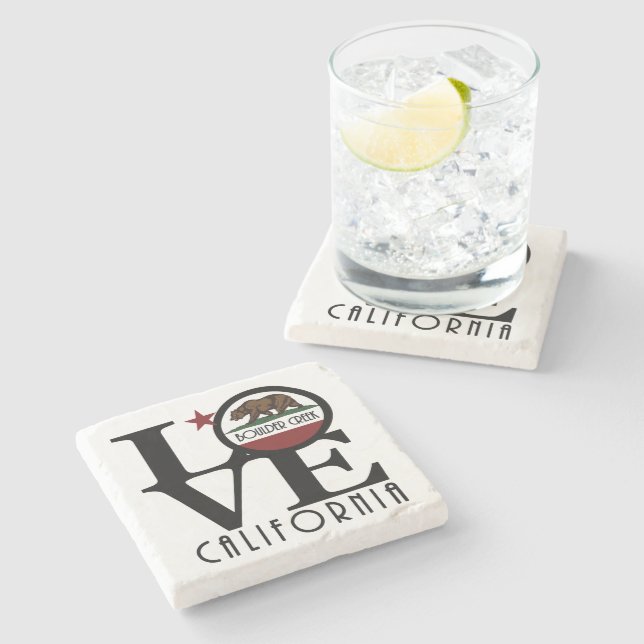 LOVE Boulder Creek California Stone Coaster (Side)