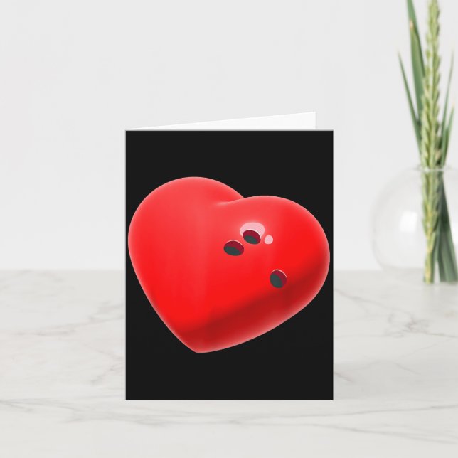 Love Bowling Ball Hearts Bowling Lover Valentine's Card (Front)