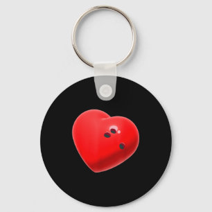 Love Bowling Ball Hearts Bowling Lover Valentine's Key Ring