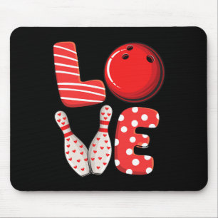Love Bowling Byll And Pins Group Matching Valentin Mouse Mat