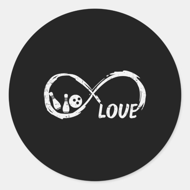 Love Bowling Infinity Bowler Women Girls Boys Kids Classic Round Sticker (Front)