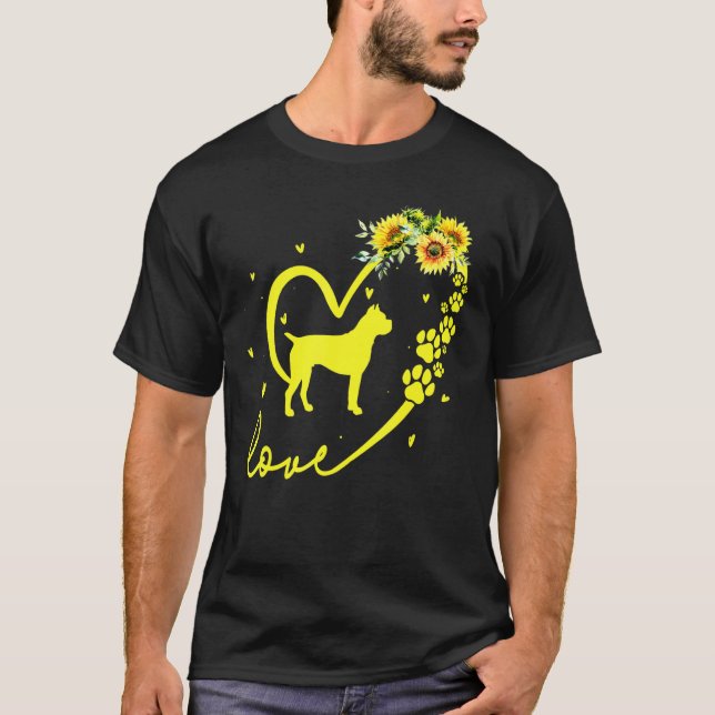 Love Boxer Dog Sunflower Heart T-Shirt (Front)