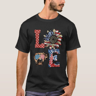 Love Boxer Dog Usa Flag Sunflower Tie Dye T-Shirt
